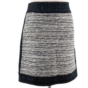 Worth Womens Black White Tweed Panel A-Line Skirt Size 8